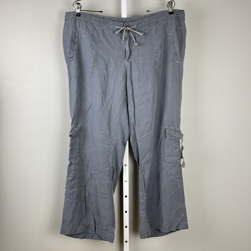 XCVI Gray Cargo Pants‎ Womens Size 1X Lyocell Drawstring Baggy Lagenlook